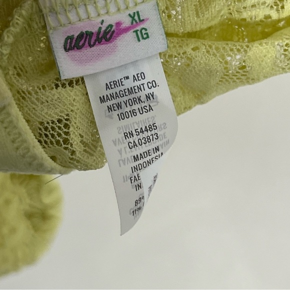 Aerie Eyelash Lace Plunge Bralette yellow Padded Size XL - Picture 6 of 6